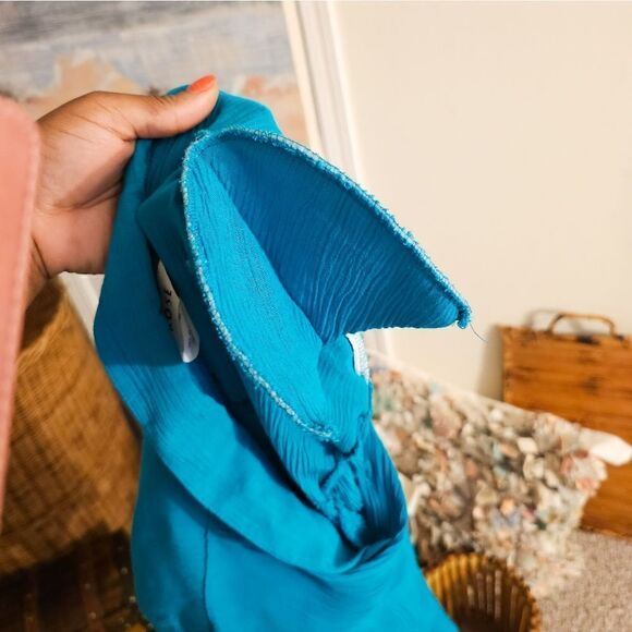 Vtg Melrose Rayon Blend Teal Ribbed Button Front Casual Blouse. - Picture 4 of 13